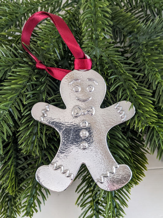 Gingerbread Man pewter Christmas Ornament