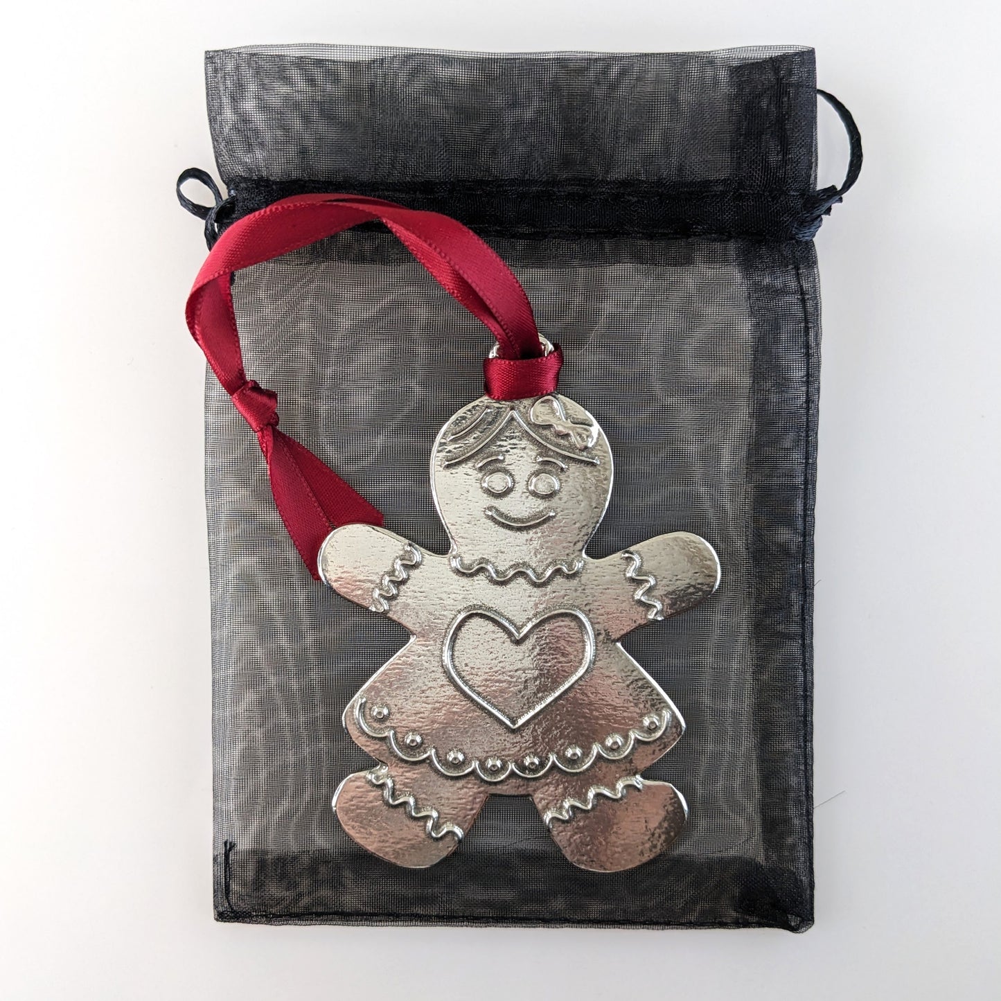 Gingerbread Woman pewter Christmas Ornament