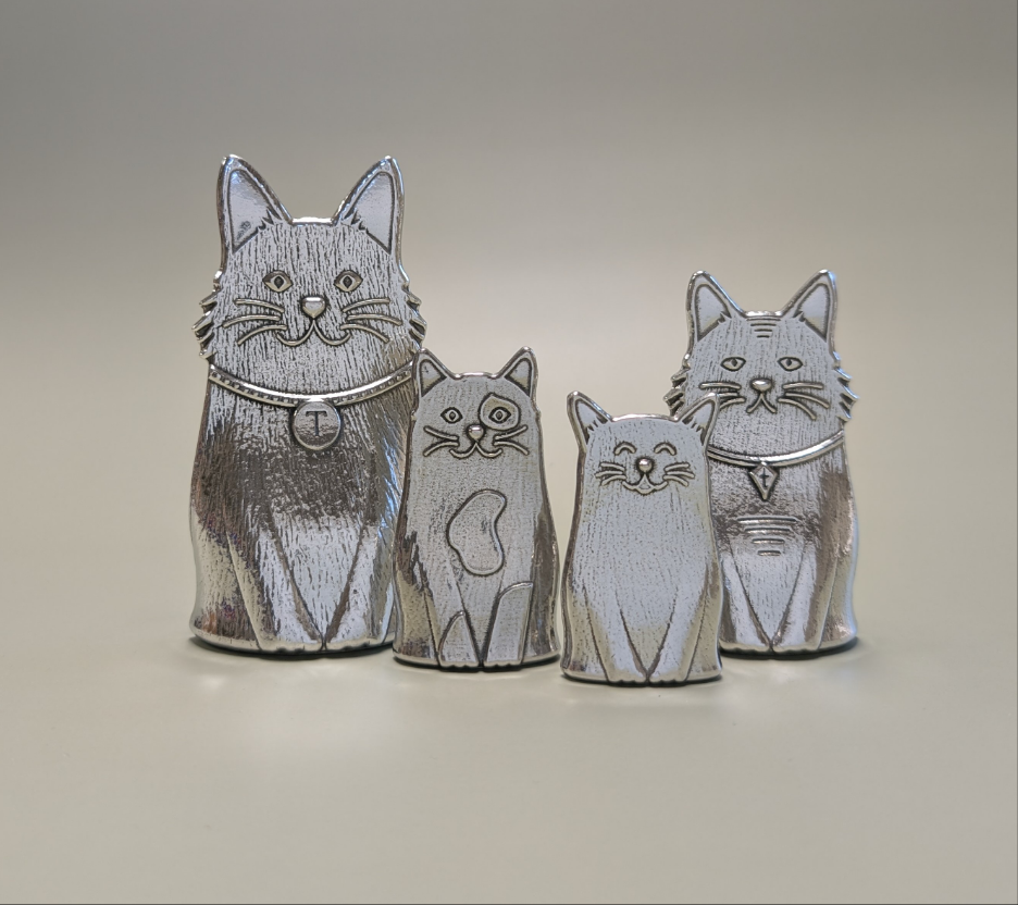 Cat Measuring Spoons- Feline Family of Pewter Spoons