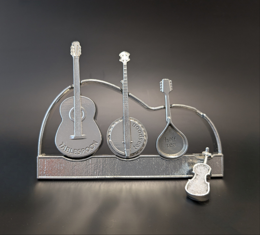 Americana Measuring Spoons with Display Stand-Guitar, Banjo, Mandolin & Fiddle - Set of 4