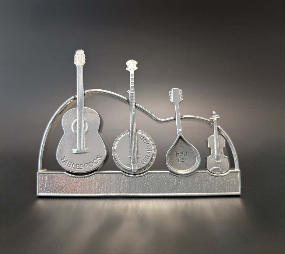 Americana Measuring Spoons with Display Stand-Guitar, Banjo, Mandolin & Fiddle - Set of 4