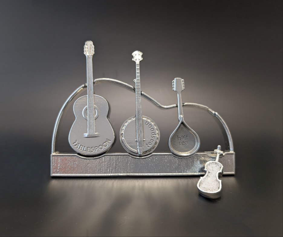 Americana Measuring Spoons with Display Stand-Guitar, Banjo, Mandolin & Fiddle - Set of 4