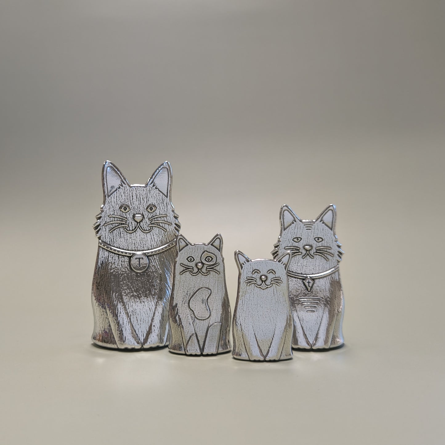 Cat Measuring Spoons- Feline Family of Pewter Spoons