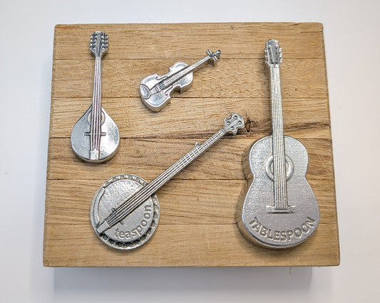 Guitar, Banjo, Mandolin & Fiddle Measuring Spoons - Set of 4