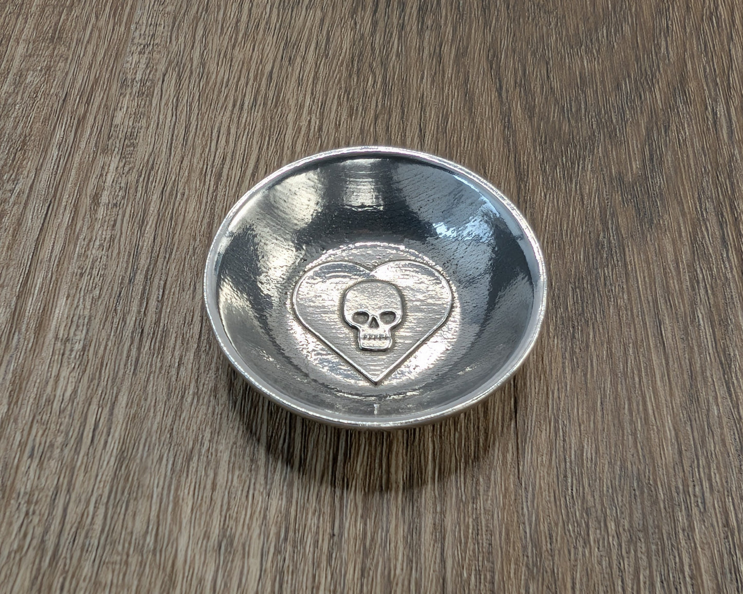 Skull in Heart Ring Dish, Small Jewelry Keeper, Memento Mori