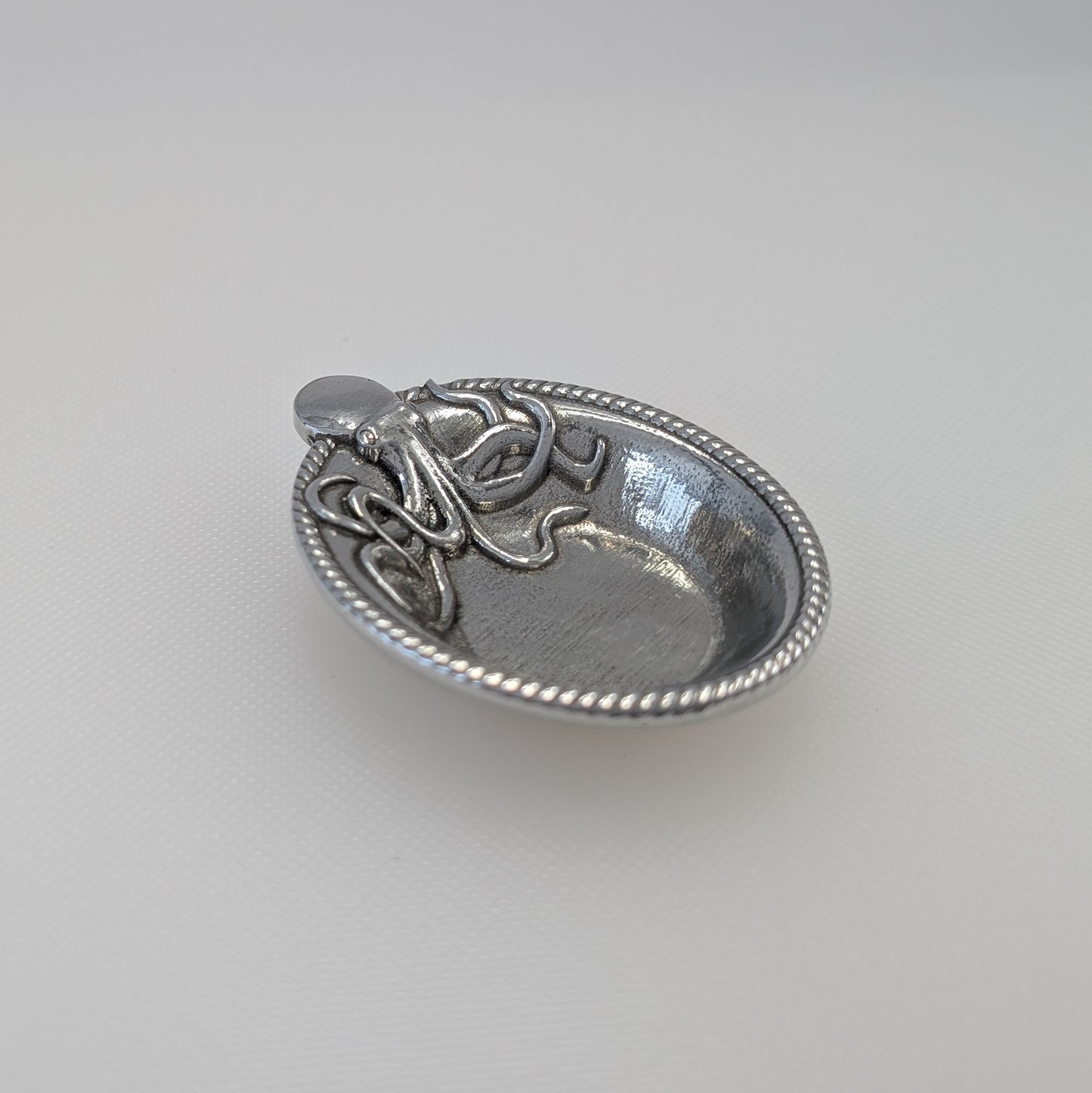 Pewter Octopus Ring Dish, Small Nautical Jewelry Keeper