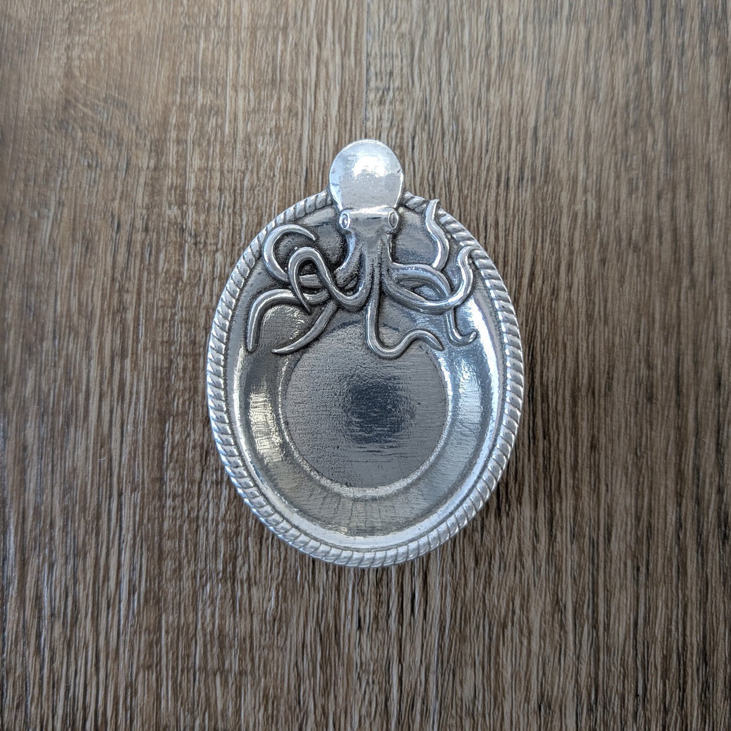 Pewter Octopus Ring Dish, Small Nautical Jewelry Keeper