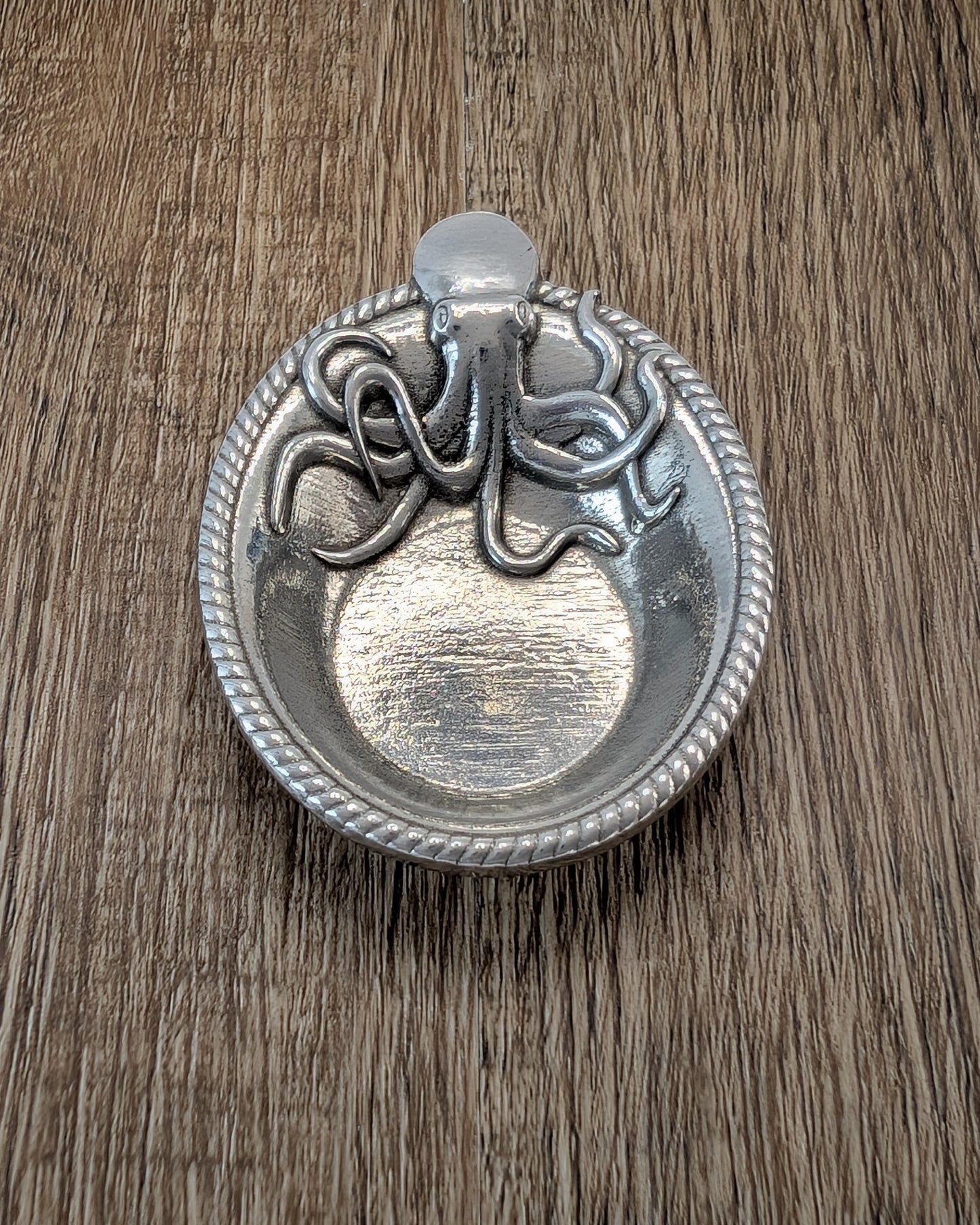 Pewter Octopus Ring Dish, Small Nautical Jewelry Keeper