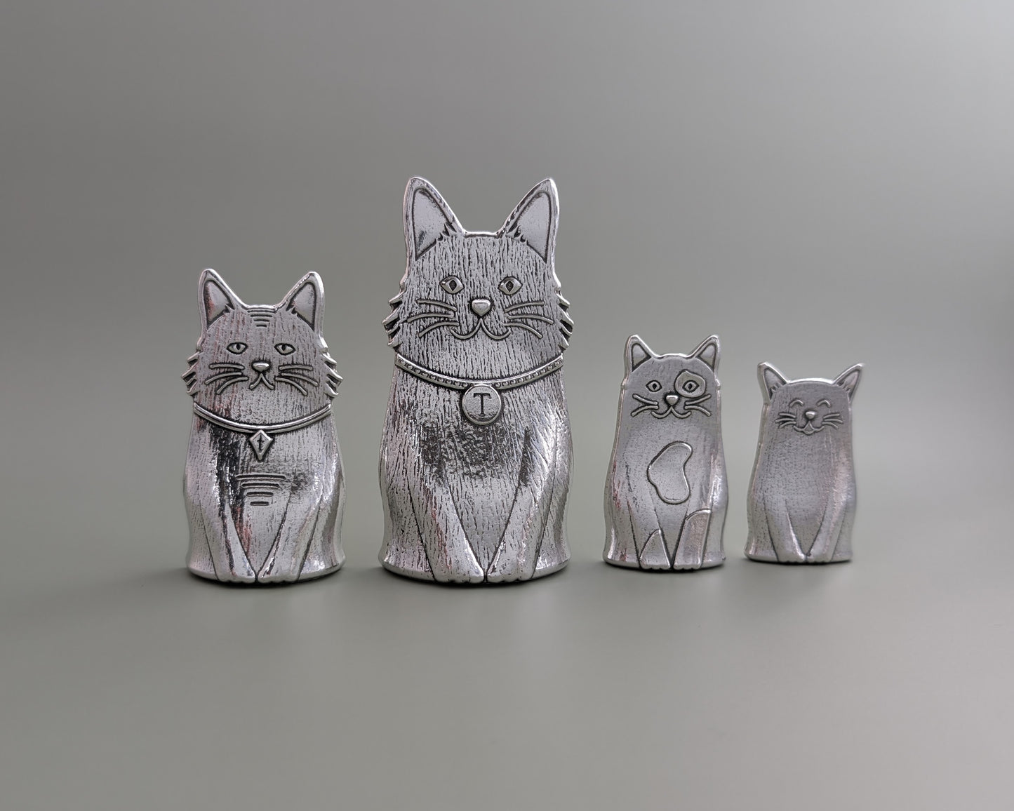 Cat Measuring Spoons- Feline Family of Pewter Spoons