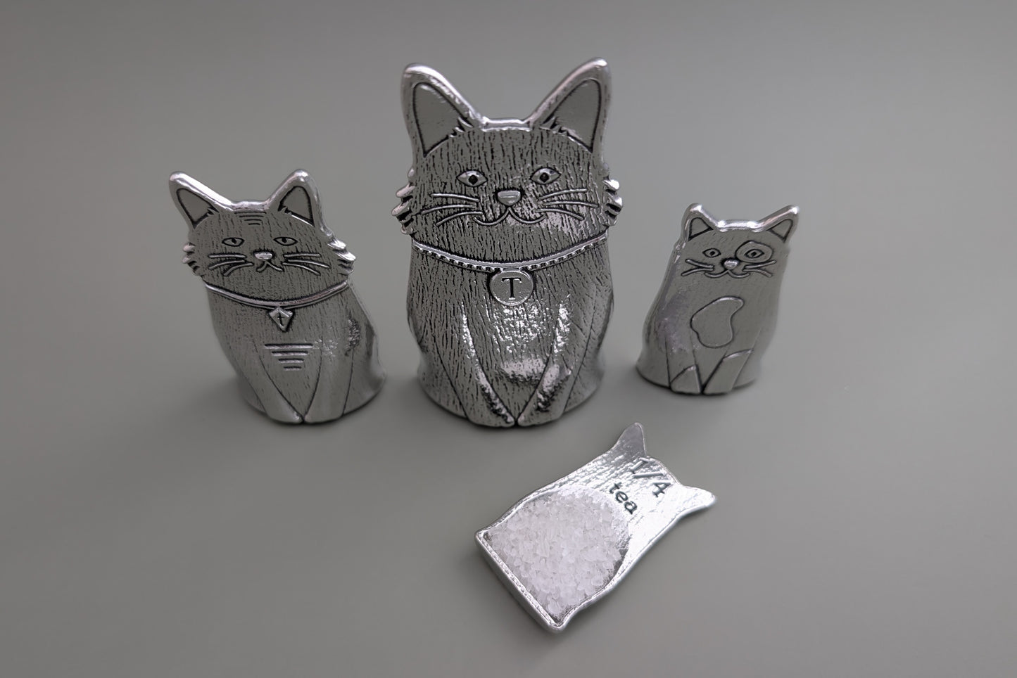 Cat Measuring Spoons- Feline Family of Pewter Spoons