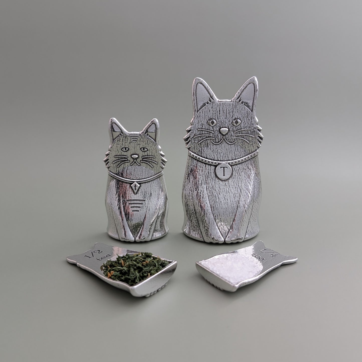 Cat Measuring Spoons- Feline Family of Pewter Spoons