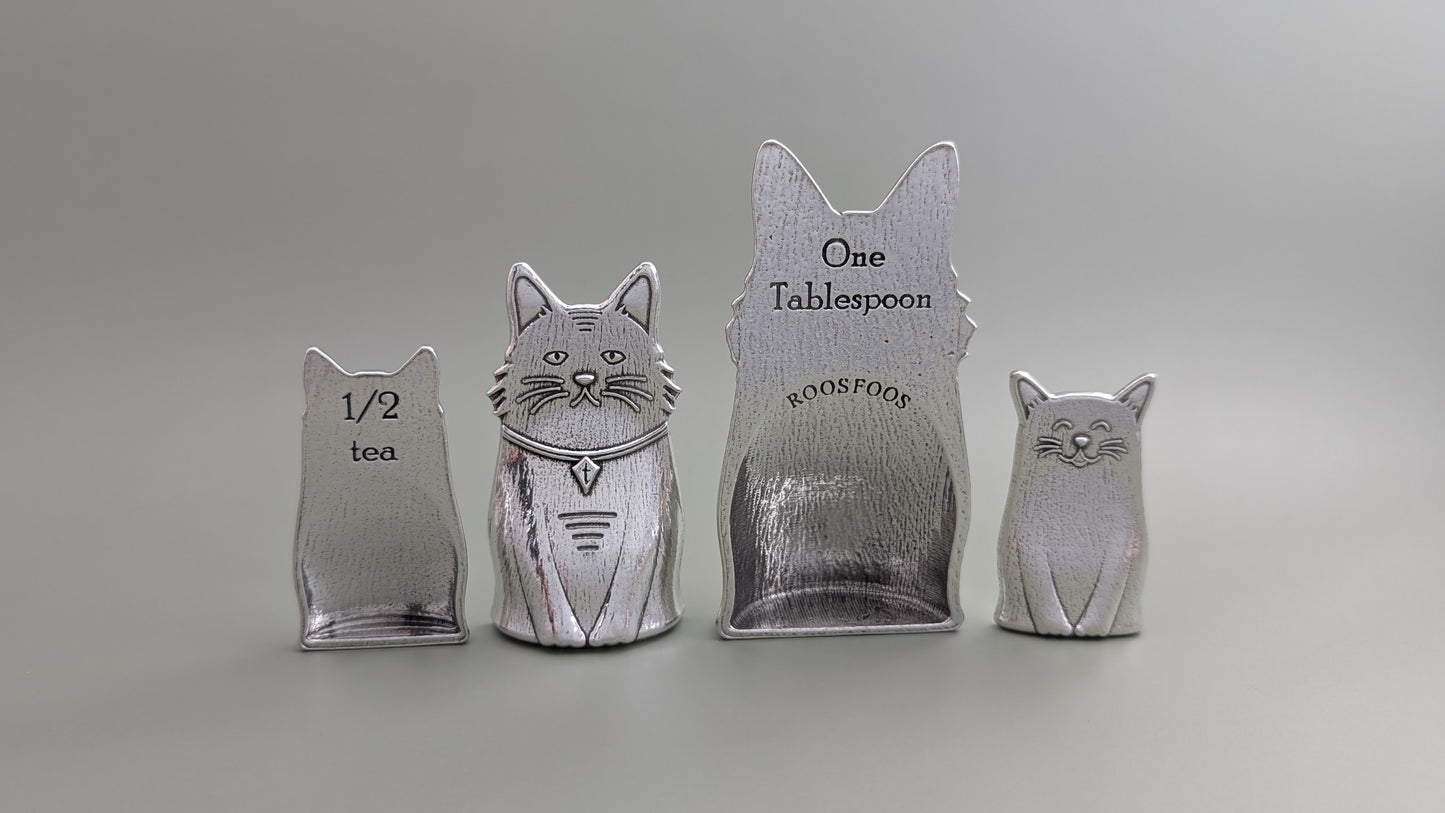 Cat Measuring Spoons- Feline Family of Pewter Spoons