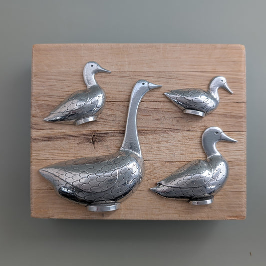 Duck Duck Goose Measuring Spoons, Pewter Spoons, Set of Four