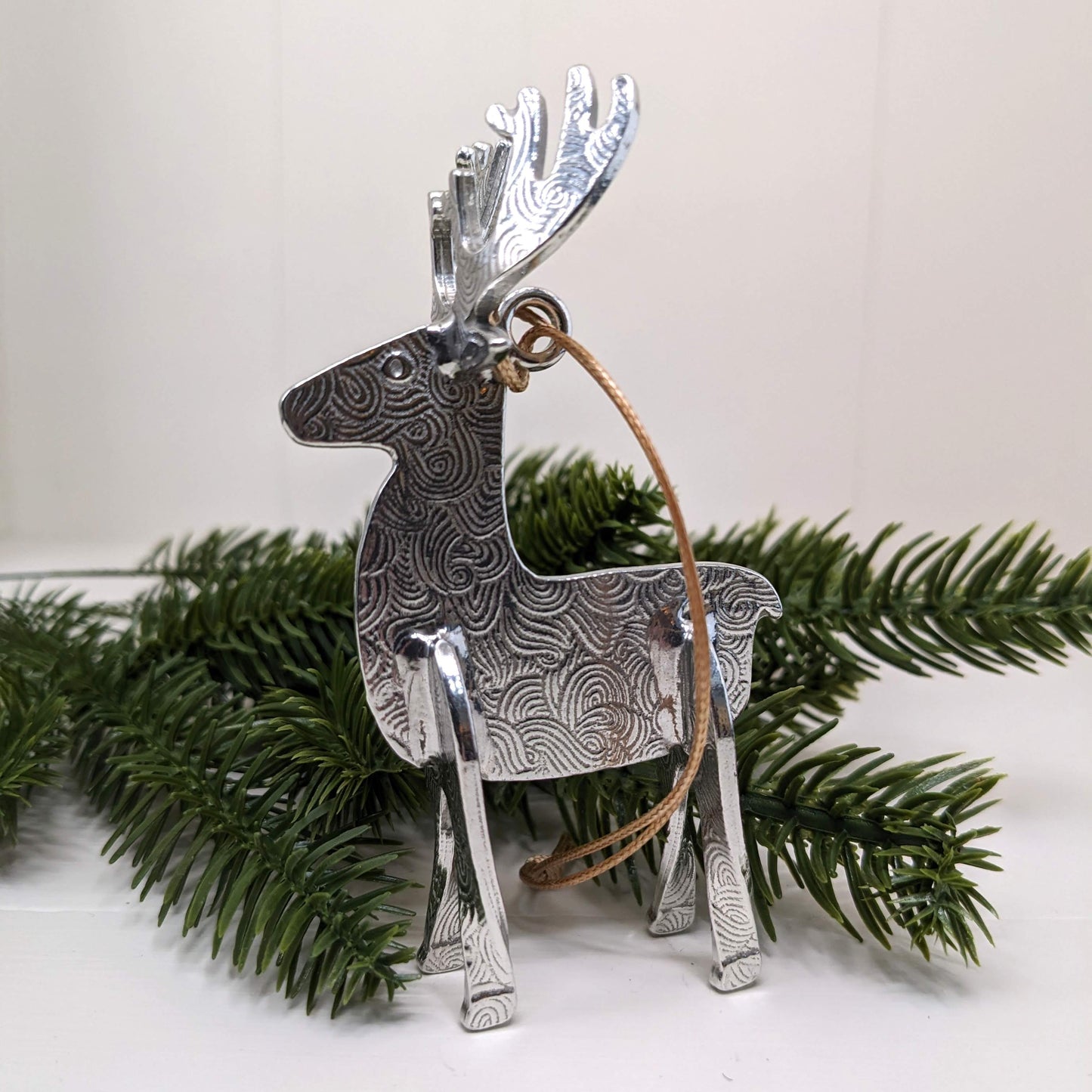 Reindeer Pewter Christmas Ornament