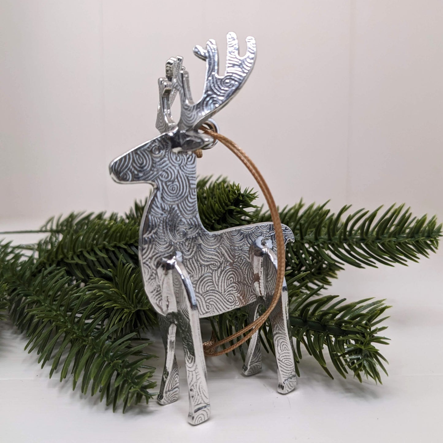 Reindeer Pewter Christmas Ornament