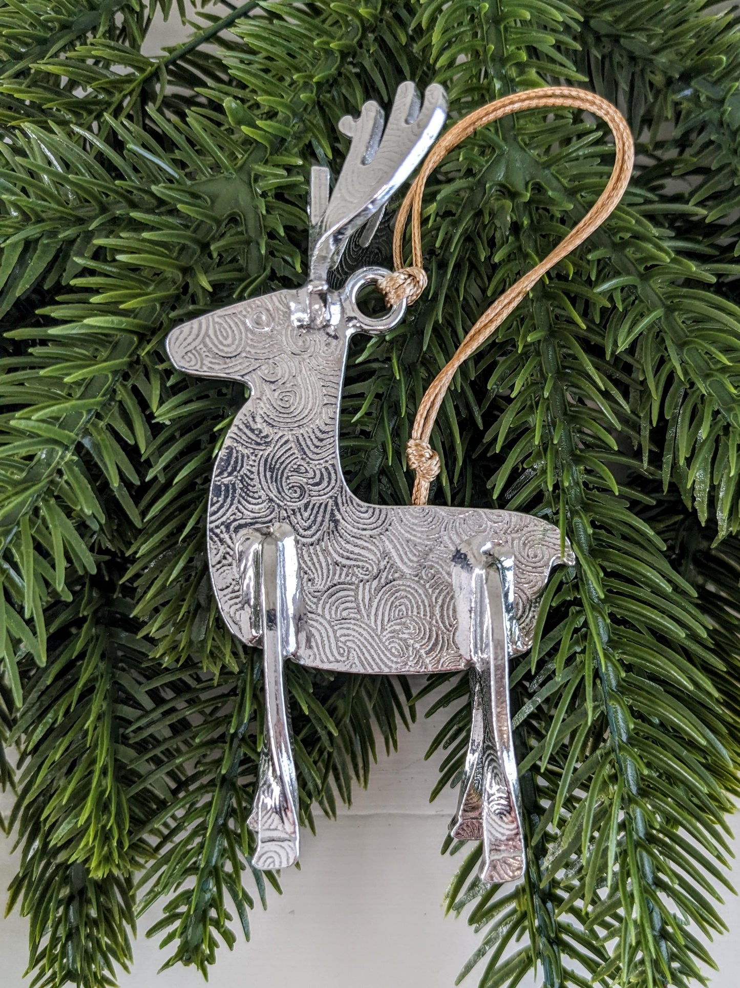 Reindeer Pewter Christmas Ornament