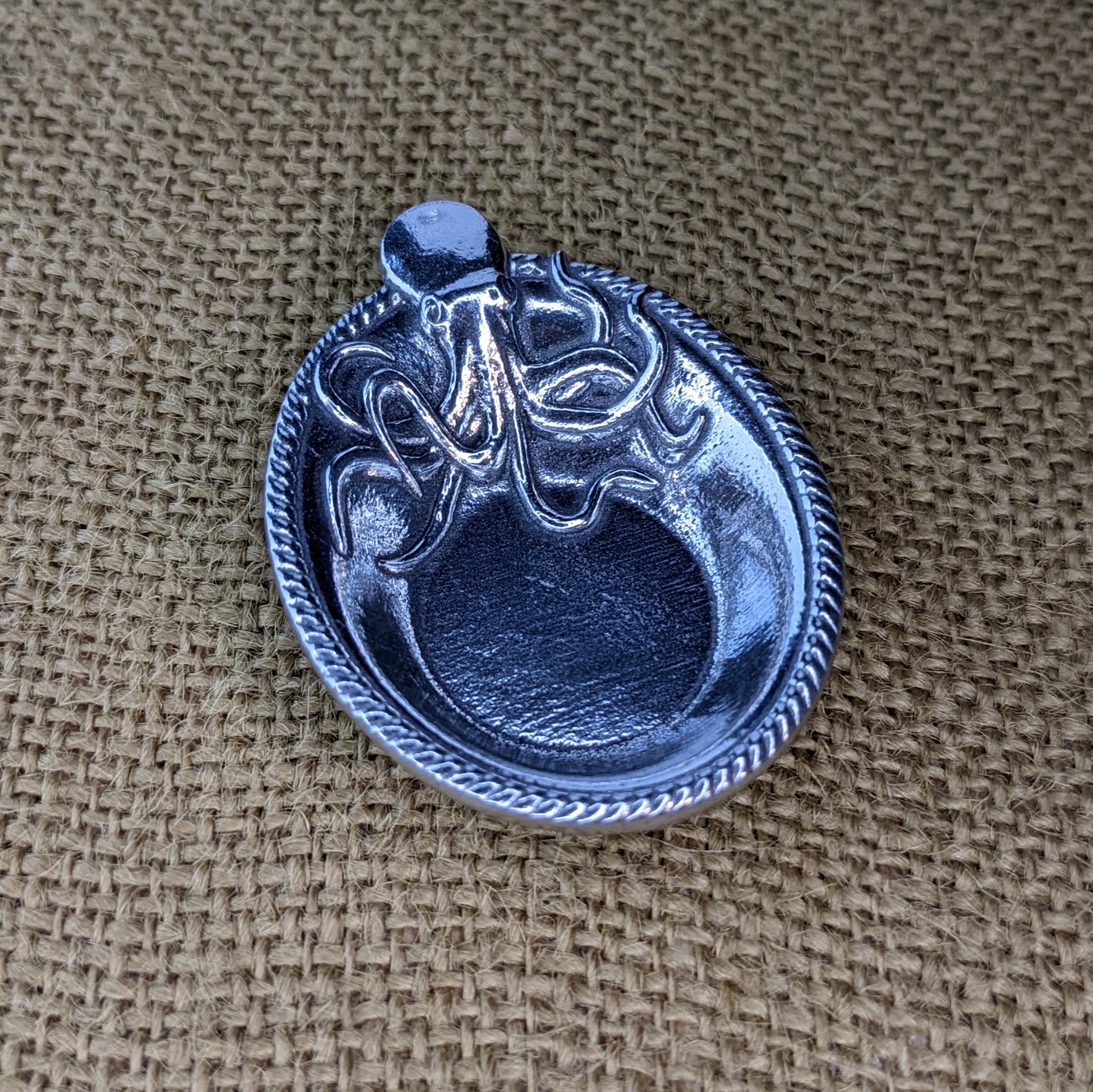 Pewter Octopus Ring Dish, Small Nautical Jewelry Keeper