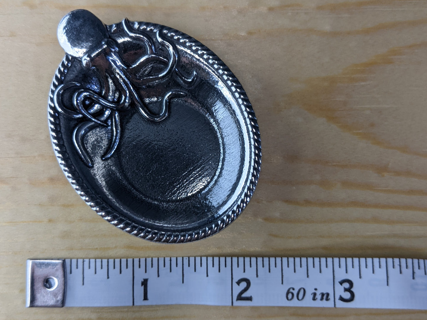 Pewter Octopus Ring Dish, Small Nautical Jewelry Keeper