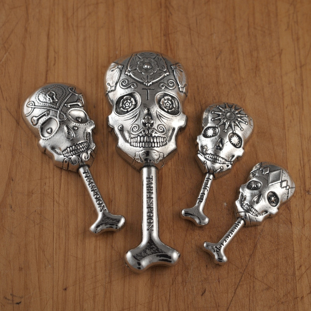 Calavera Measuring Spoons- Set of Pewter Sugar Skulls