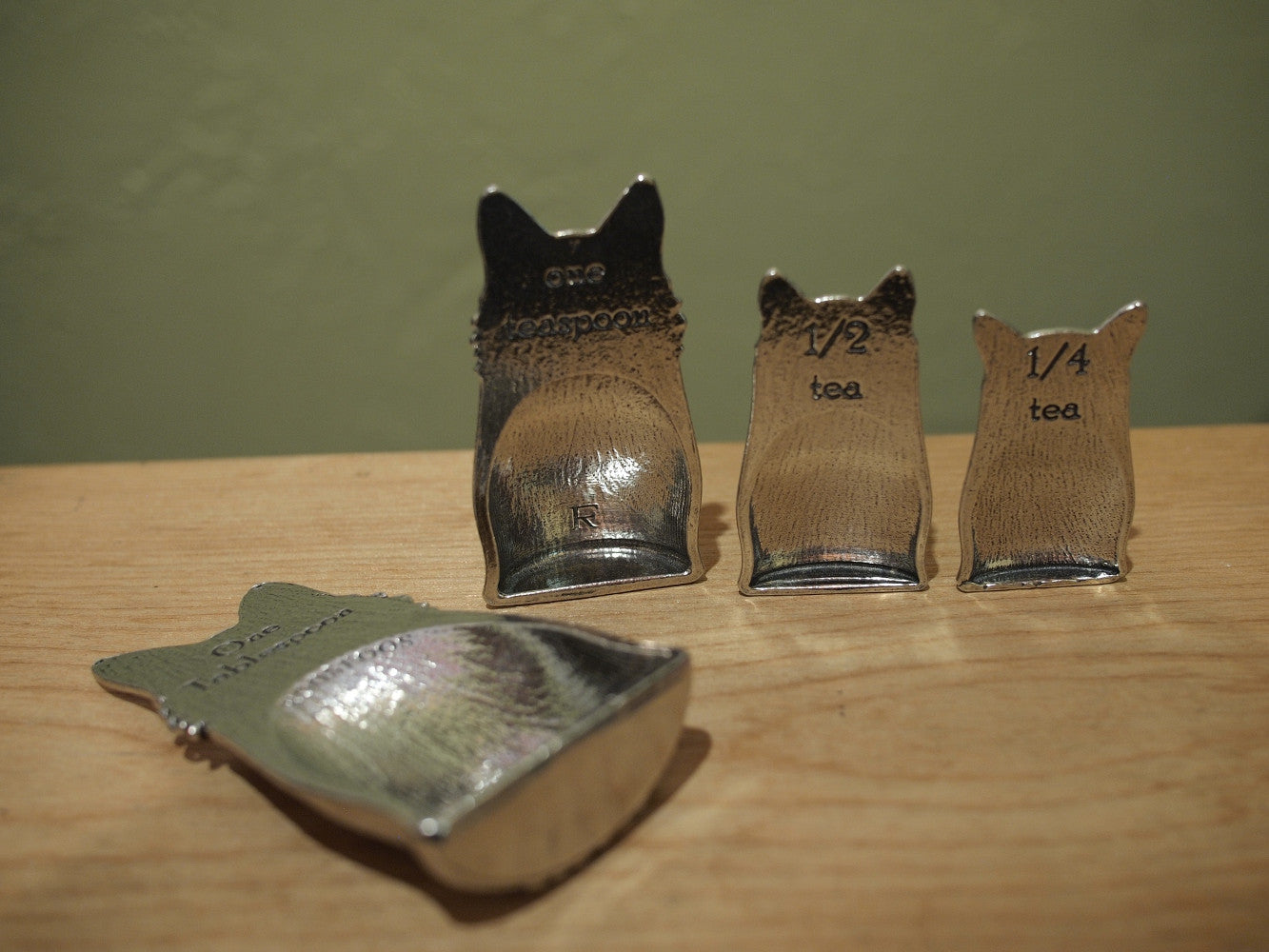 Cat Measuring Spoons- Feline Family of Pewter Spoons