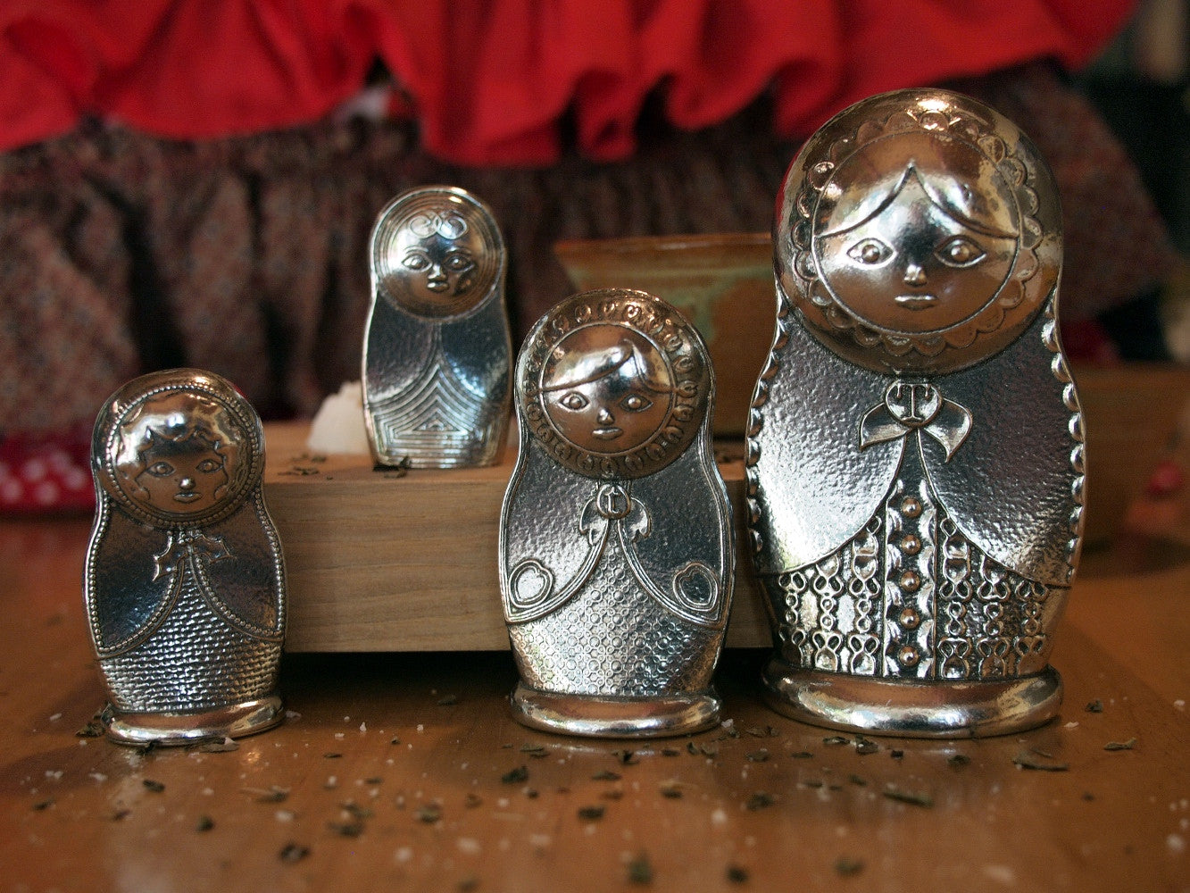 Matryoshka Measuring Spoons- Pewter Russian Nesting Dolls